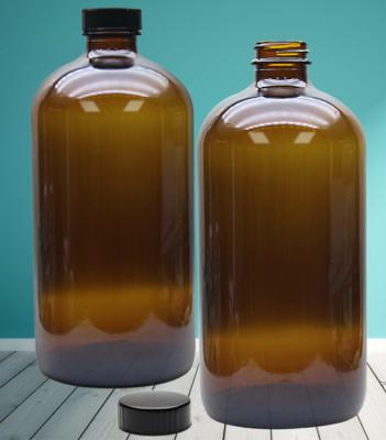 China Leeres Glas-Amber Boston Round Bottles For ätherisches Öl MSDS 1000ml Brown zu verkaufen
