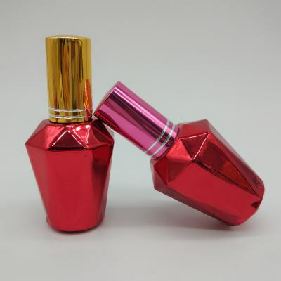 China Electroplated Tiny Red Nail Polish Bottle Container 7ml 8ml Glass Bottle for sale