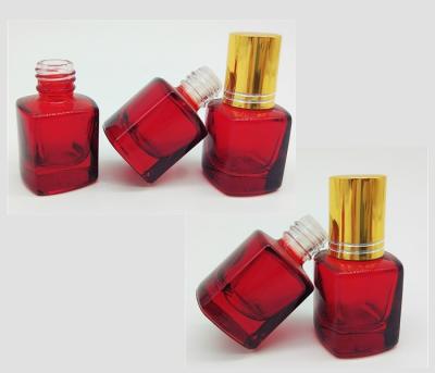 China Odm Mini Red Glass Empty Square Nail Polish Bottle 3ml With Golden Brush for sale