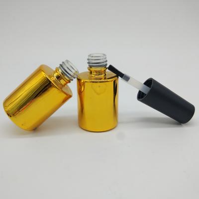 China OEM UV Electroplate Golden Plate Nail Polish Bottle Vial Containers 1oz 2oz for sale