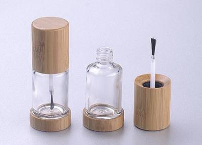 China Personalised Clear Glass Empty Nail Polish Bottle Container With Bamboo Cap for sale