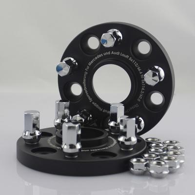 China 5x130/84.1 to 5x112/66.6 Forged Aluminum Billet Hubcentric Wheel Adapters Anodized Black Finish for sale
