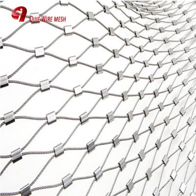 China Safety 304 316 Stainless Steel Hand Woven 7X7 Wire Rope Mesh Aviary Zoo Mesh for sale