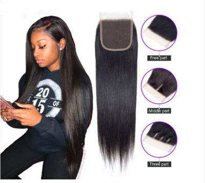 China Brazilian Straight 8 - 20 Inch Virgin Human Hair Extensions Closure 1B for sale