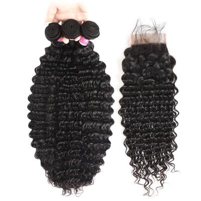 China No Tangle 100% Virgin Human Hair Extensions And 4 X 4 Closures for sale