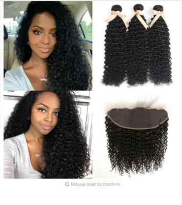 China Jerry Curly 100% Indian Virgin Human Hair Extensions 13 X 6 Lace Frontal for sale
