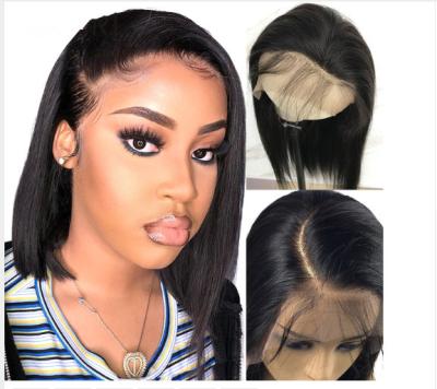 China 10 Inch Glueless Straight Full Lace Human Hair Wigs With Baby Hair Short for sale