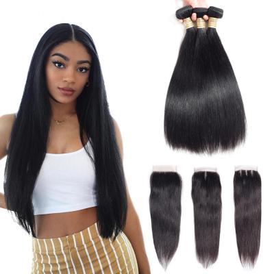 China Three Part 4 X 4 Closure 100 Human Hair Extensions / Remy Human Hair Straight for sale