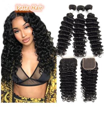 China 100% Brazilian Human Hair Extensions Deep Wave Virgin Hair Double Weft for sale