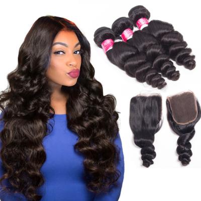 China 3 Bundles With A Closure Indian Remy Human Hair Extensions 3.5OZ Weight for sale