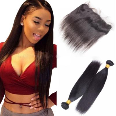 China 22'' Cambodian Virgin Hair Straight Bundles With Front No Shedding for sale
