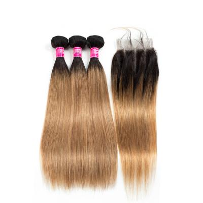 China Natural Cambodian Hair Weft Silky Straight 1B / 30# Color With Bundles for sale