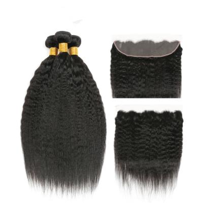 China Front Virgin Hair Extensions Real Human Hair / Kinky Straight Bundles With Lace for sale