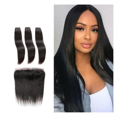 China Silky Straight Front Virgin Human Hair Extensions Bundles Double Weft Long Hair for sale