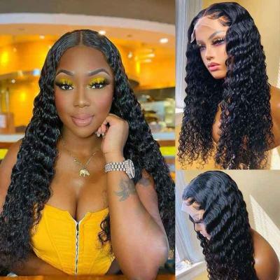 China ODM 300g Deep Wave Human Hair Lace Front Wig for sale