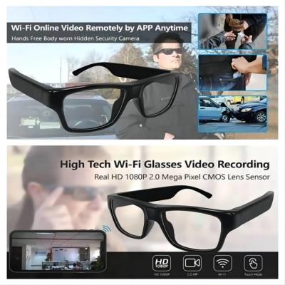 China Indoor Outdoor Securtiy Wifi Glasses With Camera 1080P Battery Powered Vibrate Alert for sale