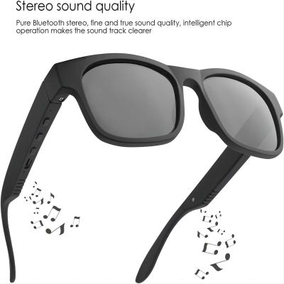 China Open Ear Headphones Black Bluetooth Sunglasses Volume Control Anti UV Lens for sale
