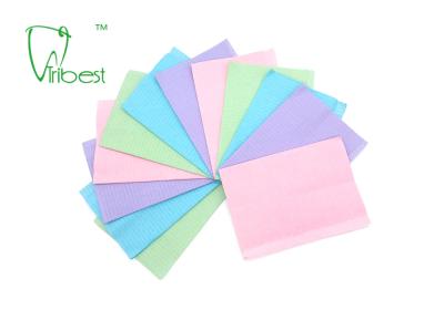 China 2 Ply Paper 1 Ply Film Disposable Dental Bibs 33x45cm Without Tie for sale