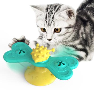 China TPR Pet Interactive Kitten Toys Spinning Windmill Cat Toy for sale