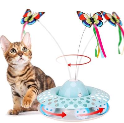China Interactive Cat Automatic Teaser & Exerciser Kitten Toys With Spinning Butterfly for sale