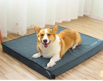 China Orthopedic Memory Foam Dog Bed Thick Waterproof Washable Pet Beds Mattress With Removable Cover for sale