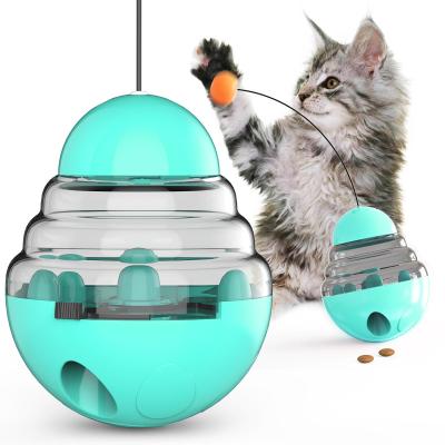 China 2 In 1 Interactive Cat Slow Feeder Ball Detachable Tumbler Shaped Pet Treat Ball for sale