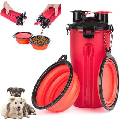 China Leak Proof  BSCI 2 In 1 Dog Water Bottle With 2 Silicone Foldable Bowls  for sale