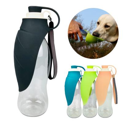 China 580ml Leaf Foldable Silicone Dog Water Bottle Dog Drinking Bottles For Travelling Hiking for sale