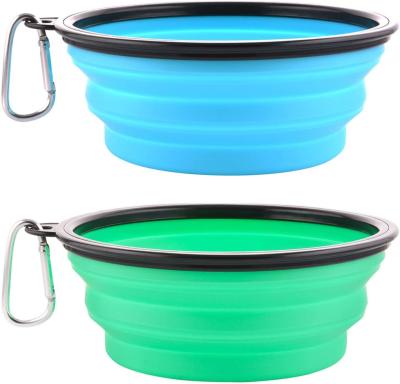 China TPE Outdoor Dog Collapsible Bowl Green And Blue For Traveling And Hiking for sale
