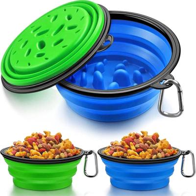 China BPA Free Slow Feeding Collapsible Water Dish For Dogs Traveling 350ml for sale