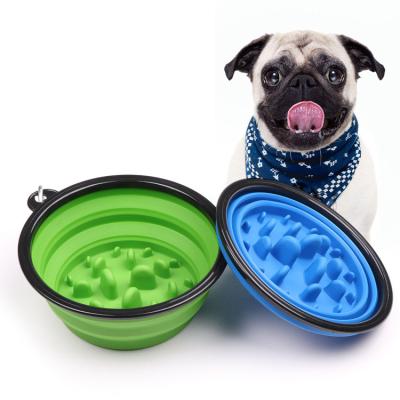 China Slow Feed Large Dog Collapsible Bowl 4 Cups 35oz BPA Free Folding Dog Water Bowl for sale