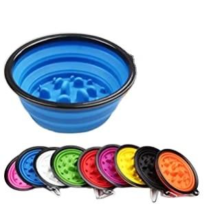 China Silicone Collapsible Slow eating Dog Water Bowl Portable Foldable For Feeding Watering for sale