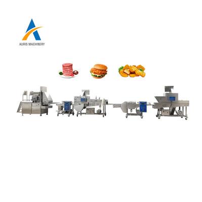 China Chicken nuggets and beef burger processing Industrial automatic meat steak press raw patty forming bread making machine en venta