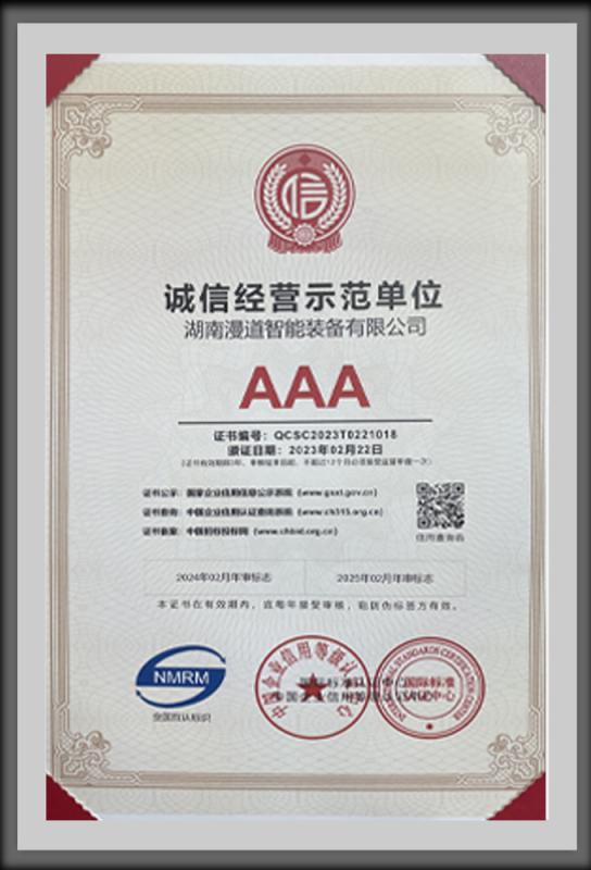 Integrity management demonstration unit AAA - Hunan Mandao Intelligent Equipment Co., Ltd.