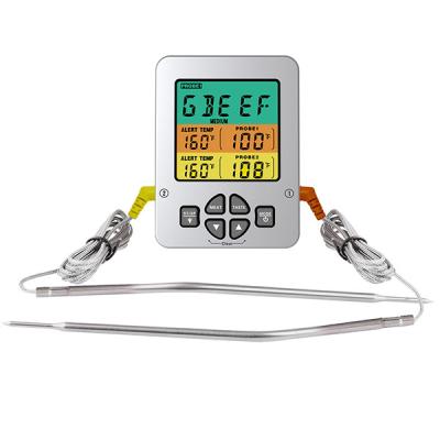 China High Dual Temp BBQ Meat Thermometer Multi Probe 304 Stainless Steel LCD for sale
