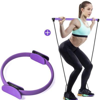 China 94cm Purple Pink Pilates Yoga Ring With Hip Muscle Trainer Pilates Bar for sale