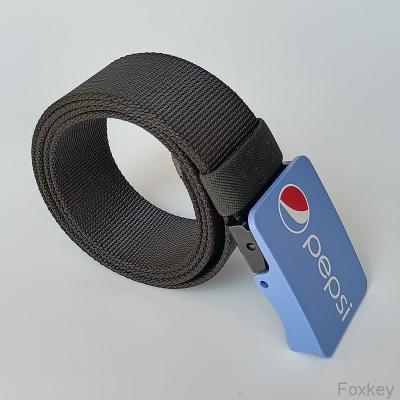 China Recuerdo cinturón de plástico POM Fijación ajustable de tamaño medio con logotipo de tela de nylon Impresión en venta