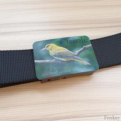 China Promotional Plastic Buckle Belt Nylon Logo Photo Print Design Your Own Belt for sale