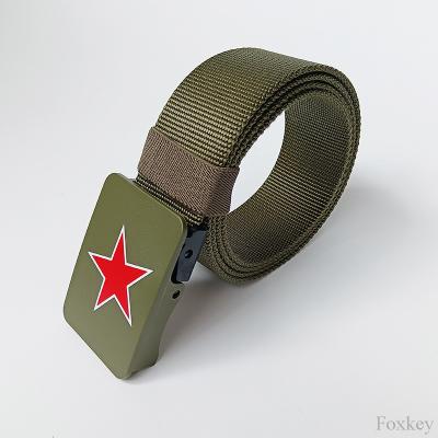 China 2 Inch Nylon Military Belt Five Pointed Star Print Custom Belts And Buckles for sale
