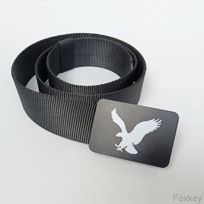 Chine Ceinture noire réglable en nylon facile à imprimer Logo photo image personnalisée ceinture pour homme à vendre