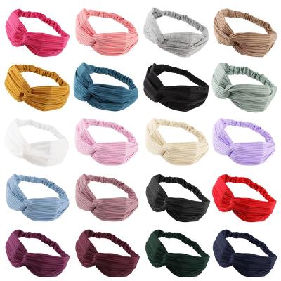 China Vintage Women'S Breathable Head Wraps Twisted Elastic Criss Cross Knit Headband for sale