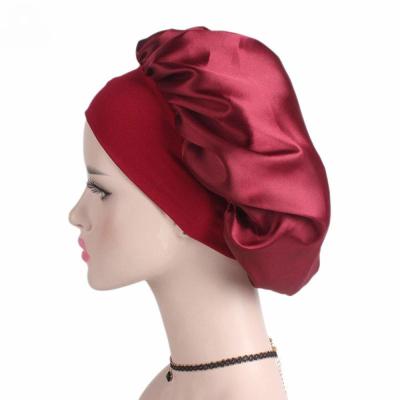 China Silk Adjustable Breathable Head Wraps / Solid Women'S Night Hair Bonnets for sale
