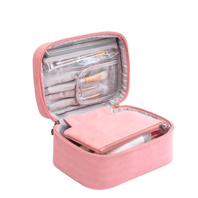 China Travel Cosmetic Makeup Bags Lightweight Large Capacity Waterproof 2 In 1 Makeup Case for sale