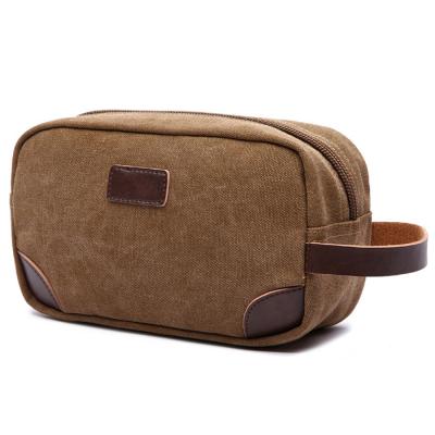 China Men'S Toiletry Makeup Bag Classic Canvas Dopp Kit With Leather Handle for sale