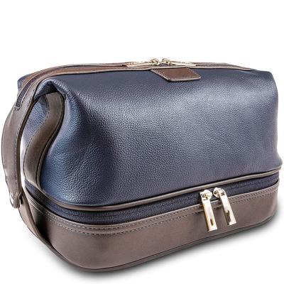 China Luxury Pu Leather Toiletry Makeup Bag For Men Perfect Match Dopp Kit Travel for sale