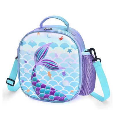 China Little Mermaid Lunch Bag 3D Insulated Lunch Bag Girls Picnic Shiny Crossbody Waterproof for sale