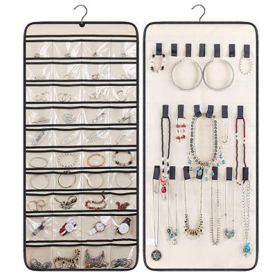China 40 Pocket wall hanging jewelry organizer 20 Hook Loops Closet Necklace Holder for sale