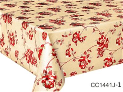 China 300GSM Polyester Fabric Tablecloth PVC Sheeting Easy To Clean Clear Plastic Table Cover for sale