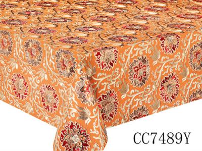 China Classical Flower  Design  Embossing Pvc Sequin  Table Cloth With Yarn Fabric Backing Sheet for sale