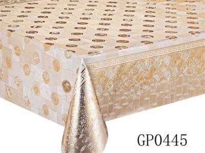 China Golden Silver Bottom Embossing Pvc Table Cloth With Yarn Fabric Backing Easy Clean Sheet for sale